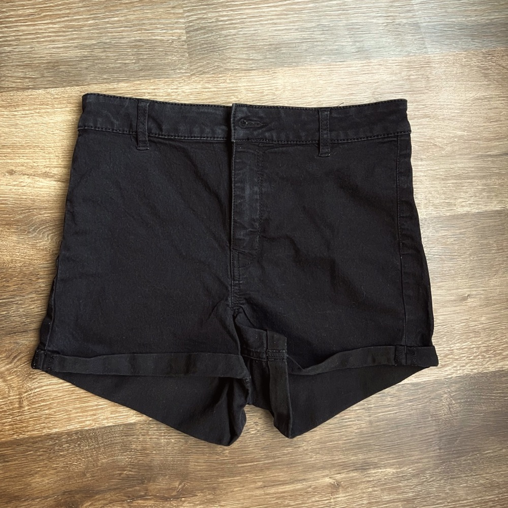 Black high waisted jeans shorts